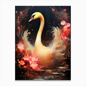 Swan With Flowers Canvas Print