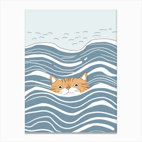 Cat In The Water 3 Canvas Print