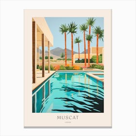 Muscat Oman Midcentury Modern Pool Poster Canvas Print