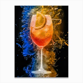 Glass Wine With Orange Canvas Print