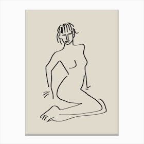 Line Art Seated Nude Candid Canvas Print