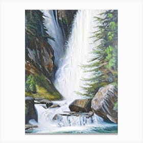 Icicle Creek Falls, United States Peaceful Oil Art  Canvas Print