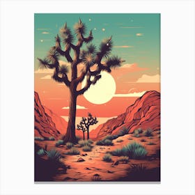  Retro Illustration Of A Joshua Tree At Dusk 1 Canvas Print