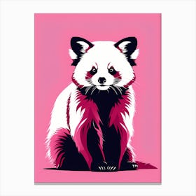 Playful Red Panda On Solid pink Background, modern animal art, Canvas Print