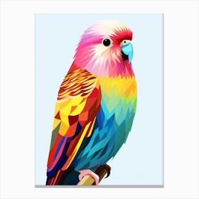 Colourful Geometric Bird Budgerigar 2 Canvas Print