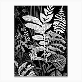 Beech Fern Wildflower Linocut Canvas Print