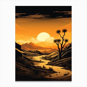 Joshua Tree National Park In Gold And Black (3) Canvas Print