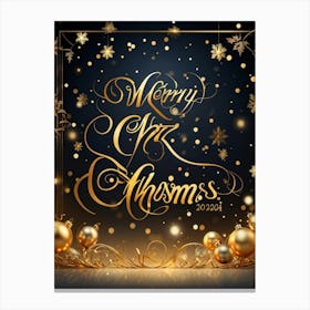 A Sophisticated Calligraphic Rendering Of A Merry Christmas 2024 Greeting The Elegant Letters Of Canvas Print