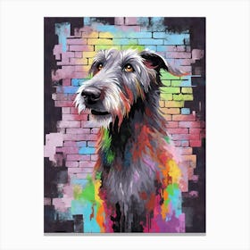 Aesthetic Irish Wolf Wolfhound Dog Puppy Brick Wall Graffiti Artwork Canvas Print