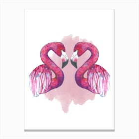 Flamingos In Love Canvas Print