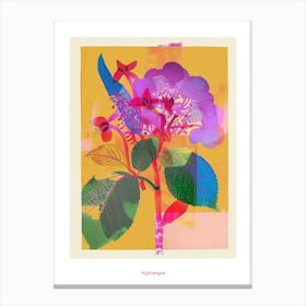 Hydrangea 1 Neon Flower Collage Poster Canvas Print