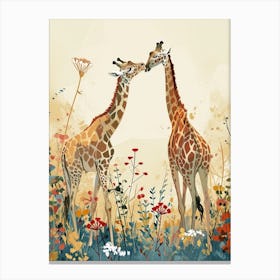 Two Giraffes Grooming One Another 1 Canvas Print