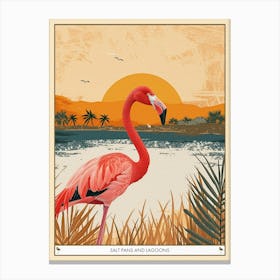 Greater Flamingo Salt Pans And Lagoons Tropical Illustration 1 Poster Canvas Print
