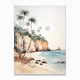 Watercolour Of Praia Do Camilo   Algarve Portugal 3 Canvas Print