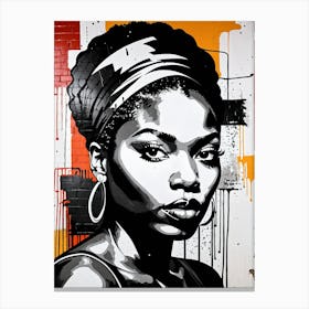 Vintage Graffiti Mural Of Beautiful Black Woman 12 Canvas Print