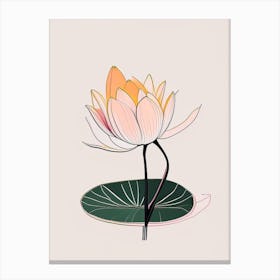 Blooming Lotus Flower In Pond Minimal Line Drawing 5 Canvas Print