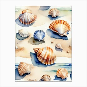 Seashells on the beach, watercolor painting 31 Canvas Print