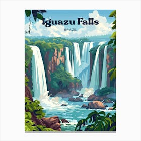 Iguazu Falls Brazil Holiday Digital Travel Art Canvas Print