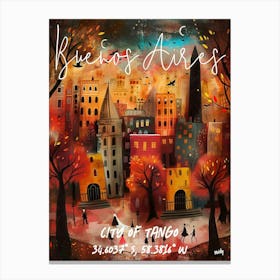 Buenos Aires, folk naive and whimsical poster Canvas Print