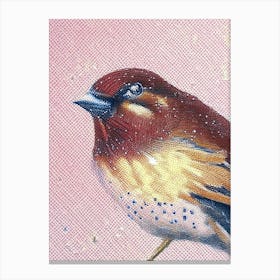Sparrow Pointillism Bird Canvas Print