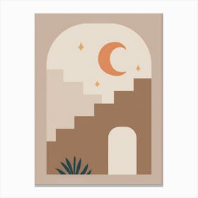 Moon And Stairs Canvas Print