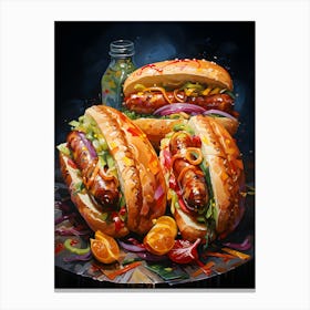 Modern Hotdog Art Creative Culinary Delights Canvas Print