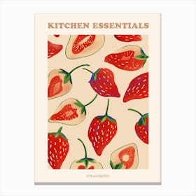 Strawberry Pattern Illustration Poster 5 Canvas Print