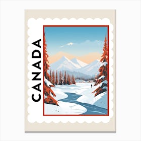 Retro Winter Stamp Poster Banff Canada 1 Canvas Print