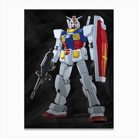 Gundam Anime Black Canvas Print