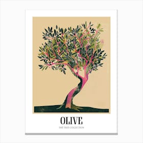 Olive Tree Colourful Illustration 1 Poster Canvas Print