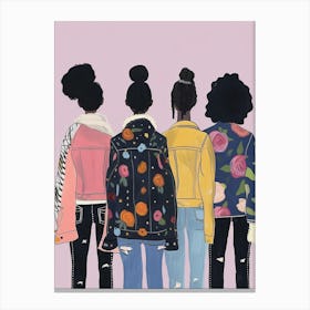 Four Girls In Jackets Canvas Print