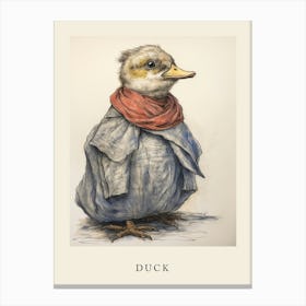 Beatrix Potter Inspired  Animal Watercolour Duck 1 Canvas Print