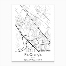 Ris Orangis,France Minimalist Map Canvas Print