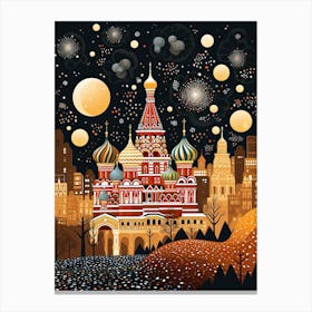 Moscow, Illustration In The Style Of Pop Art 1 Canvas Print