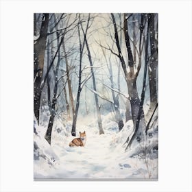 Winter Watercolour Fox 4 Canvas Print