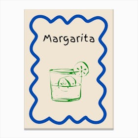 Margarita Doodle Poster Blue & Green Canvas Print