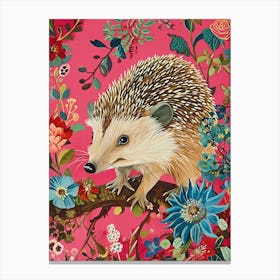 Floral Animal Painting Hedgehog 7 Canvas Print