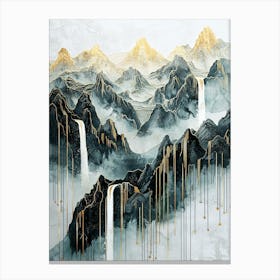 Alps Gold Peaks Liquid Geometry Canvas Print