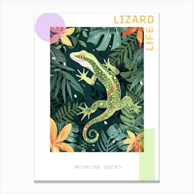 Forest Green Moorish Gecko Abstract Modern Illustration 6 Poster Canvas Print