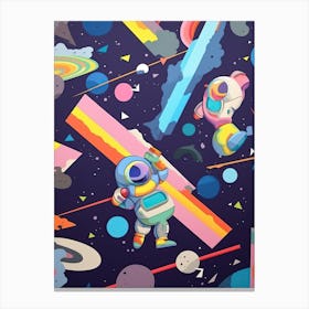 Playful Astronaut Colourful Illustration 3 Canvas Print