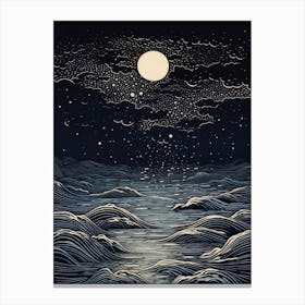 Moonlight Over The Ocean 6 Canvas Print