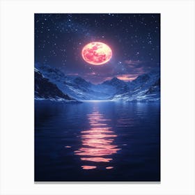 Full Moon Over Lake 10 Canvas Print