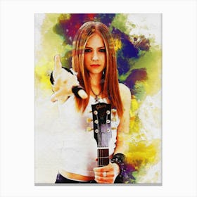 Smudge Of Portrait Avril Lavigne Queen Of Rock Canvas Print