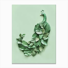 Peacock Made Of Leaves Canvas Print