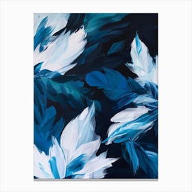 Blue And White Feathers Canvas Print