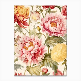 Peony Flower Seamless Pattern Canvas Print