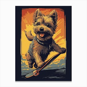 Yorkshire Terrier Dog Skateboarding Illustration 1 Canvas Print