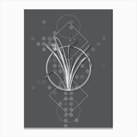Vintage Summer Snowflake Botanical with Line Motif and Dot Pattern in Ghost Gray n.0330 Canvas Print