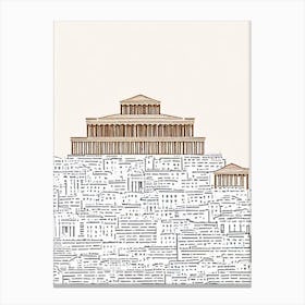 Acropolis Athens Boho Landmark Illustration Canvas Print