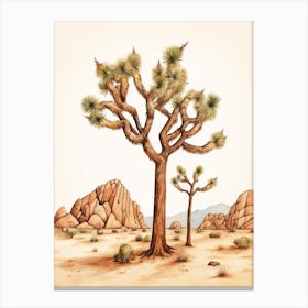  Minimalist Joshua Tree At Dusk In Desert Line Art 1 Canvas Print